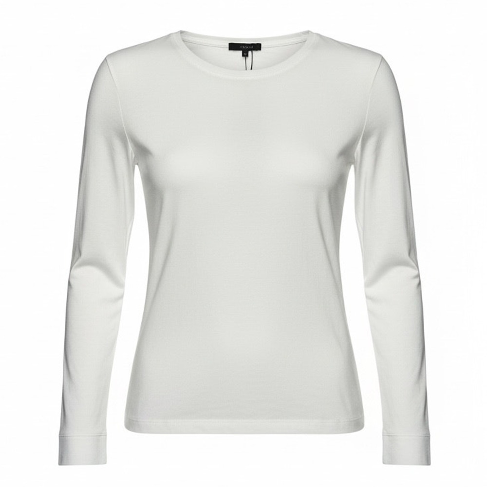 Cotton White Long Sleeve Tees by Italian Designer Size 46 (US 14/XL) NWT